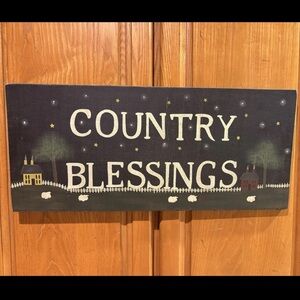 Wooden Sign Plaque Painted Art Country Blessing Sheep Black Wall Hanging Decor